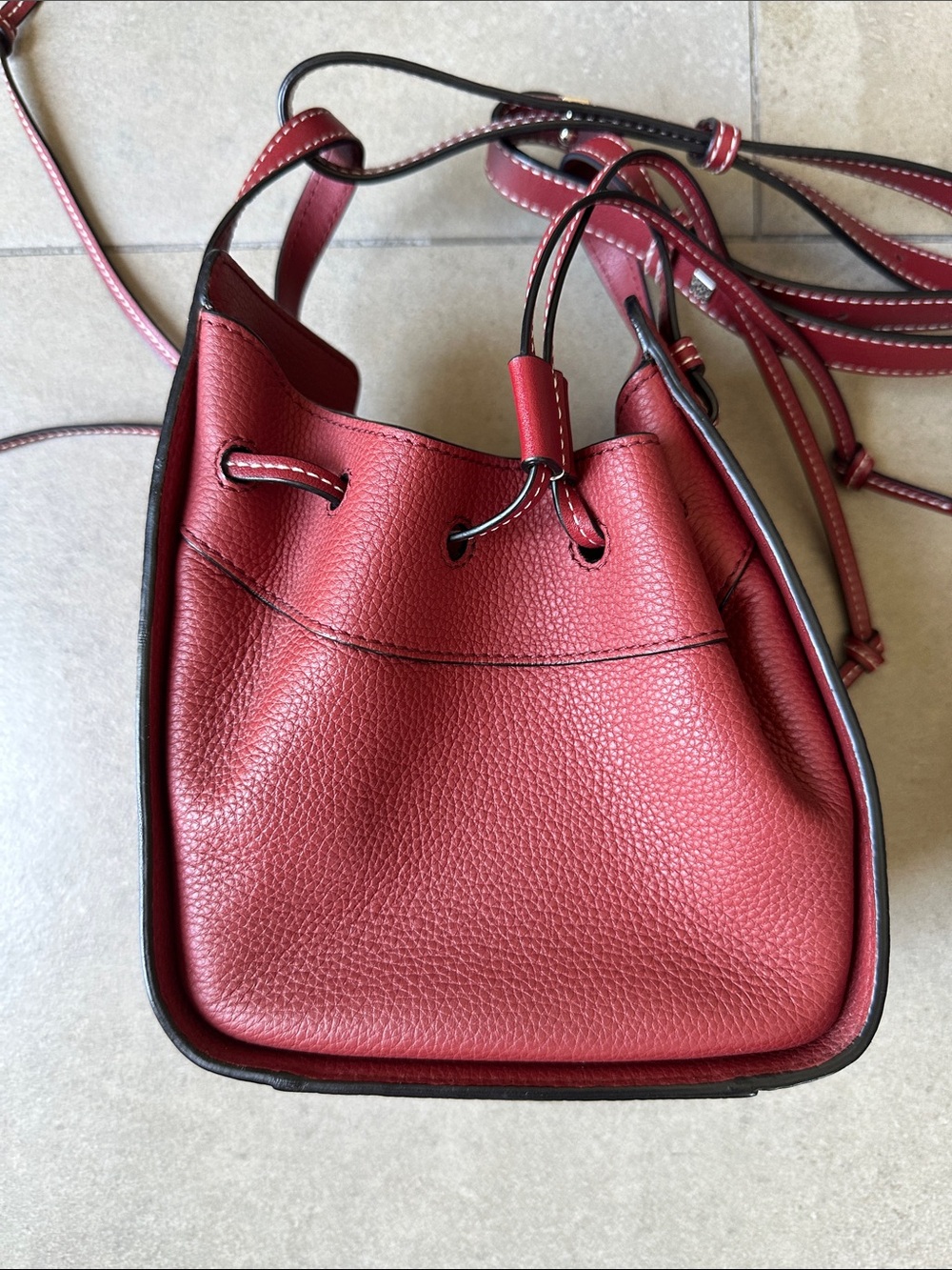 Loewe Authentic Burgundy Garnet Pebbled Leather Mini Hammock Crossbody - Picture 8 of 11